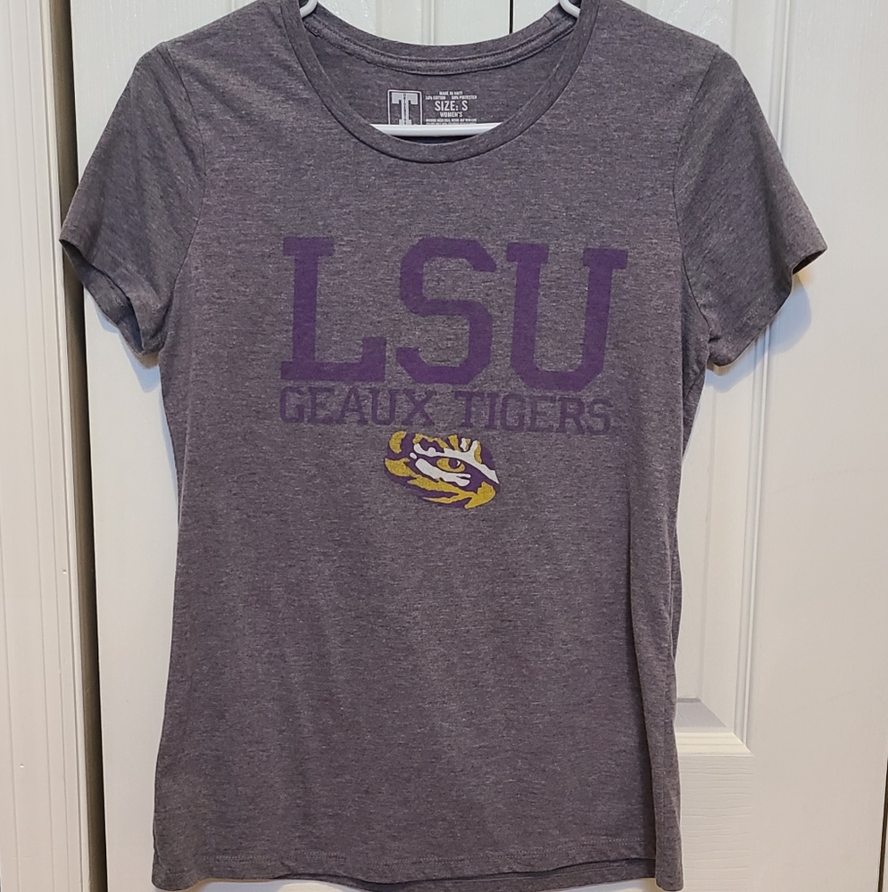 Gray LSU Geaux Tigers Women's Short Sleeve Tee